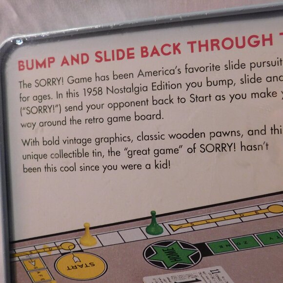 Sorry! Nostalgia Edition Board Game in Collectible Tin Hasbro Parker Brothers - Picture 4 of 4